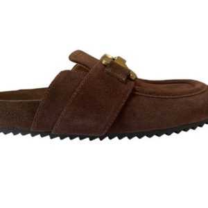 mule slippers cow suede brown
