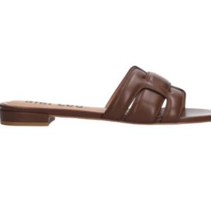 holly flat kid leather marron