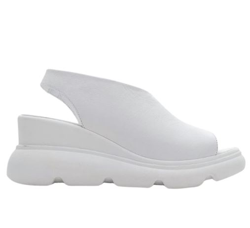 agusto white leather platform sandal