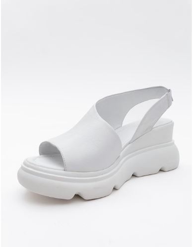 agusto white leather platform sandal