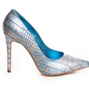 bleu gold croc print leather stiletto pumps