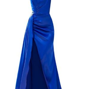 monroe strapless gown w/ side sash royal blue