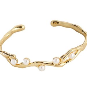 gold plated sterling silver with freshwater pearls bracelet