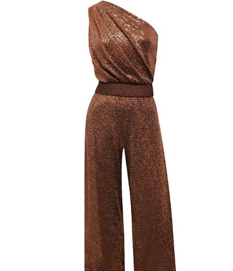 lady luck copper sequin jumpsuit