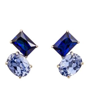 buchon white gold earrings set with blue sapphire