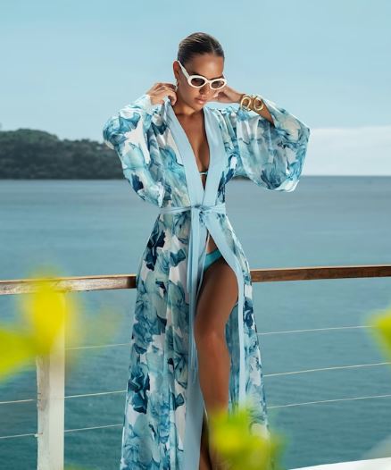 carol kimono turquoise blue