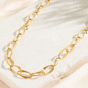 large hammered link chain necklace