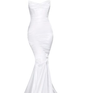 delphine strapless mermaid gown white