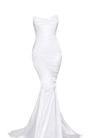delphine strapless mermaid gown white