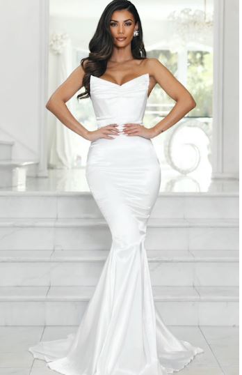delphine strapless mermaid gown white