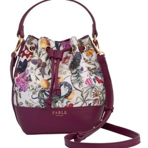 fable england x natural history museum floral engravings bucket bag plum