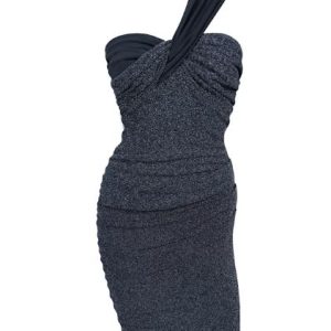 loose lipped navy bust detail dress