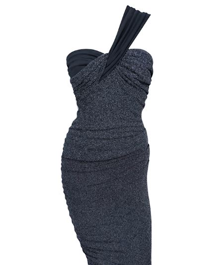 loose lipped navy bust detail dress