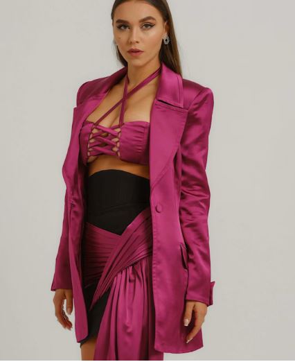 midnight sky hourglass blazer magenta haze