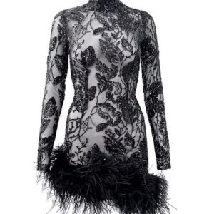 imani sheer sequin mini black