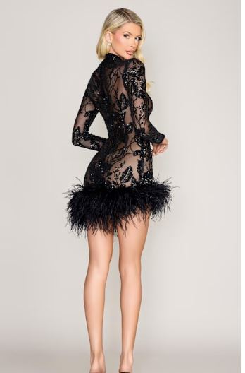 imani sheer sequin mini black