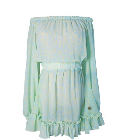 chelsea dress mint leopard