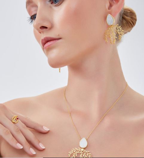 mother of pearl olive branch sterling silver statement earring