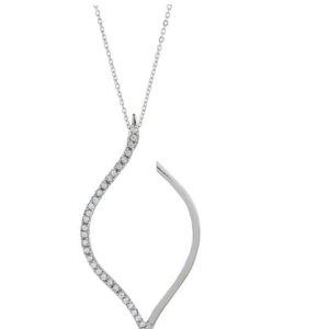 silver petal diamond pendant