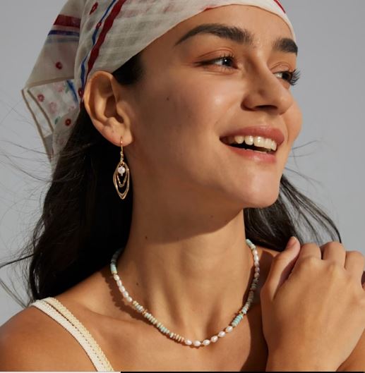 gold plated sterling silver with pearls layered earrings