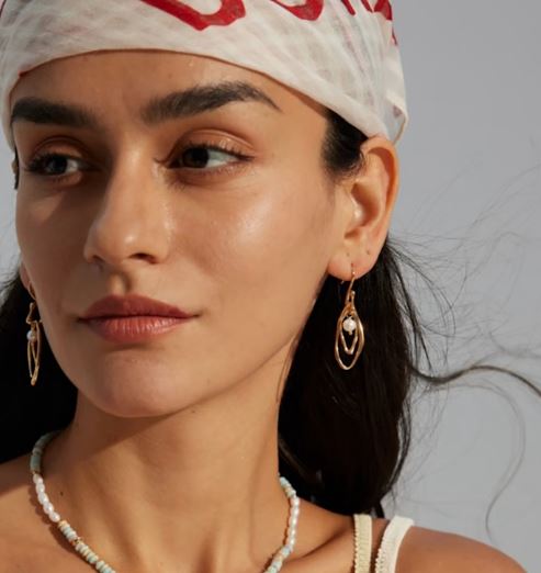 gold plated sterling silver with pearls layered earrings