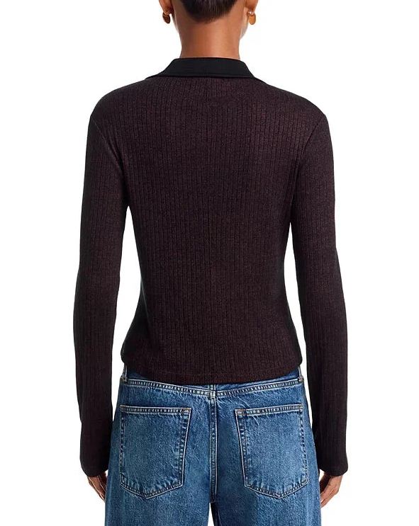 the knit contrast polo dark brown