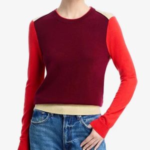 taron colorblock crew burgundy multi