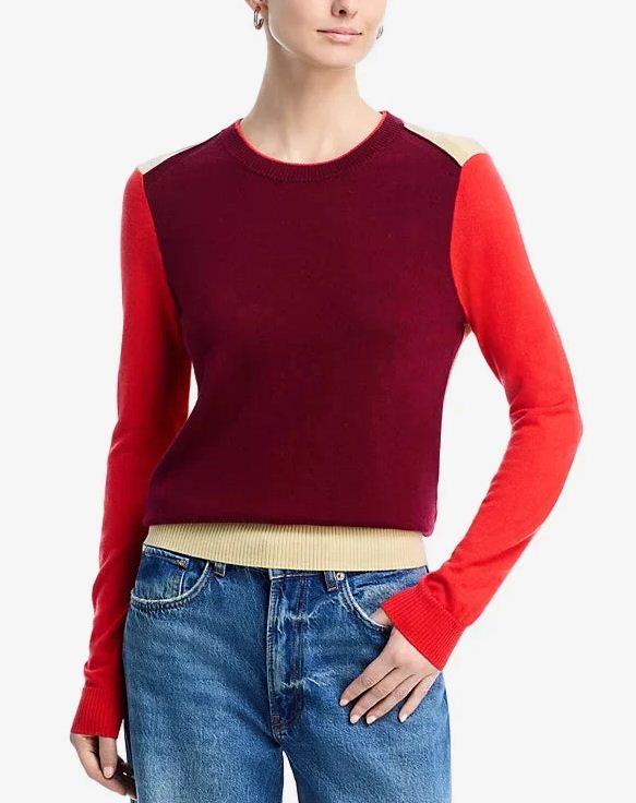 taron colorblock crew burgundy multi