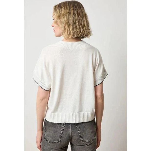 short sleeve v neck pullover sweater pearl