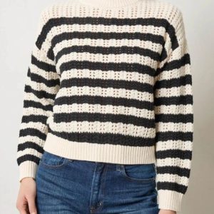 stripe stitch sweater ivory/black