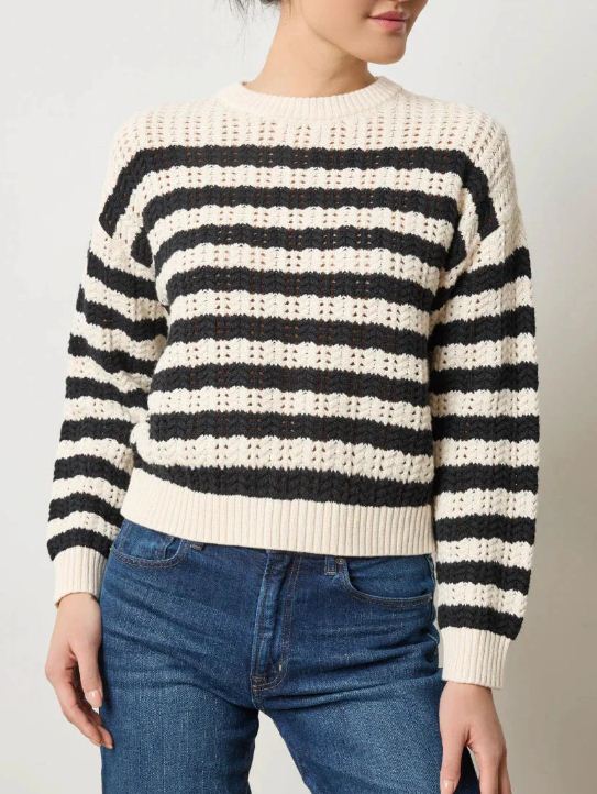 stripe stitch sweater ivory/black