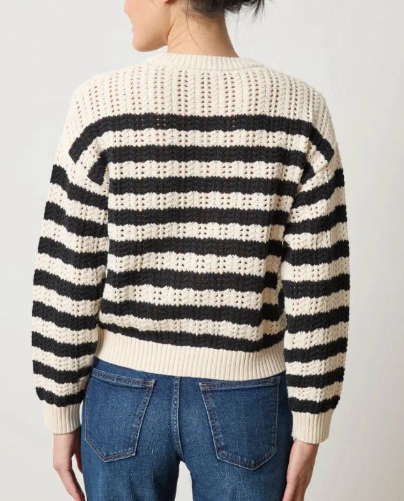 stripe stitch sweater ivory/black