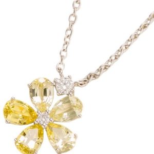 florea white gold necklace in yellow sapphire & diamond