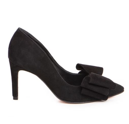 black suede bow pumps