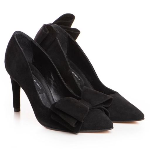 black suede bow pumps