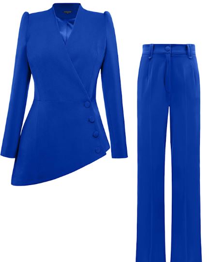 royal azure asymmetric power suit