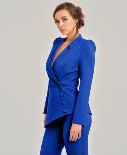 royal azure asymmetric power suit