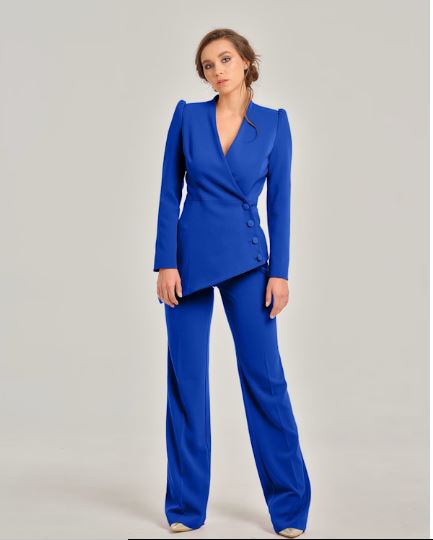 royal azure asymmetric power suit