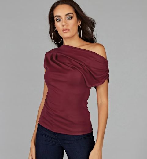 knuckle down claret drop shoulder top