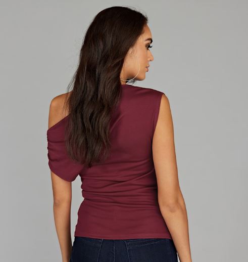 knuckle down claret drop shoulder top