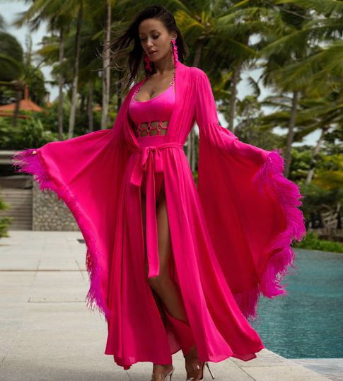 melanie waterfall kimono cypress pink