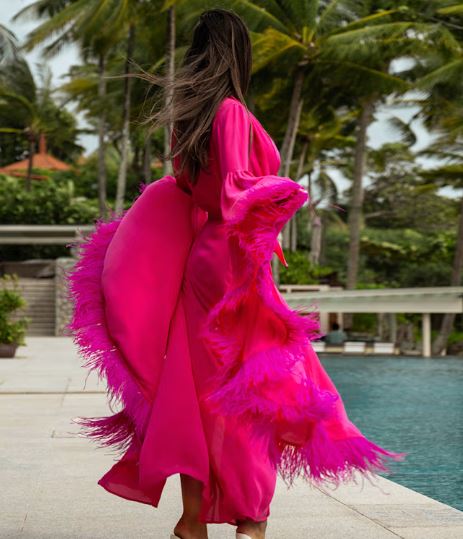 melanie waterfall kimono cypress pink